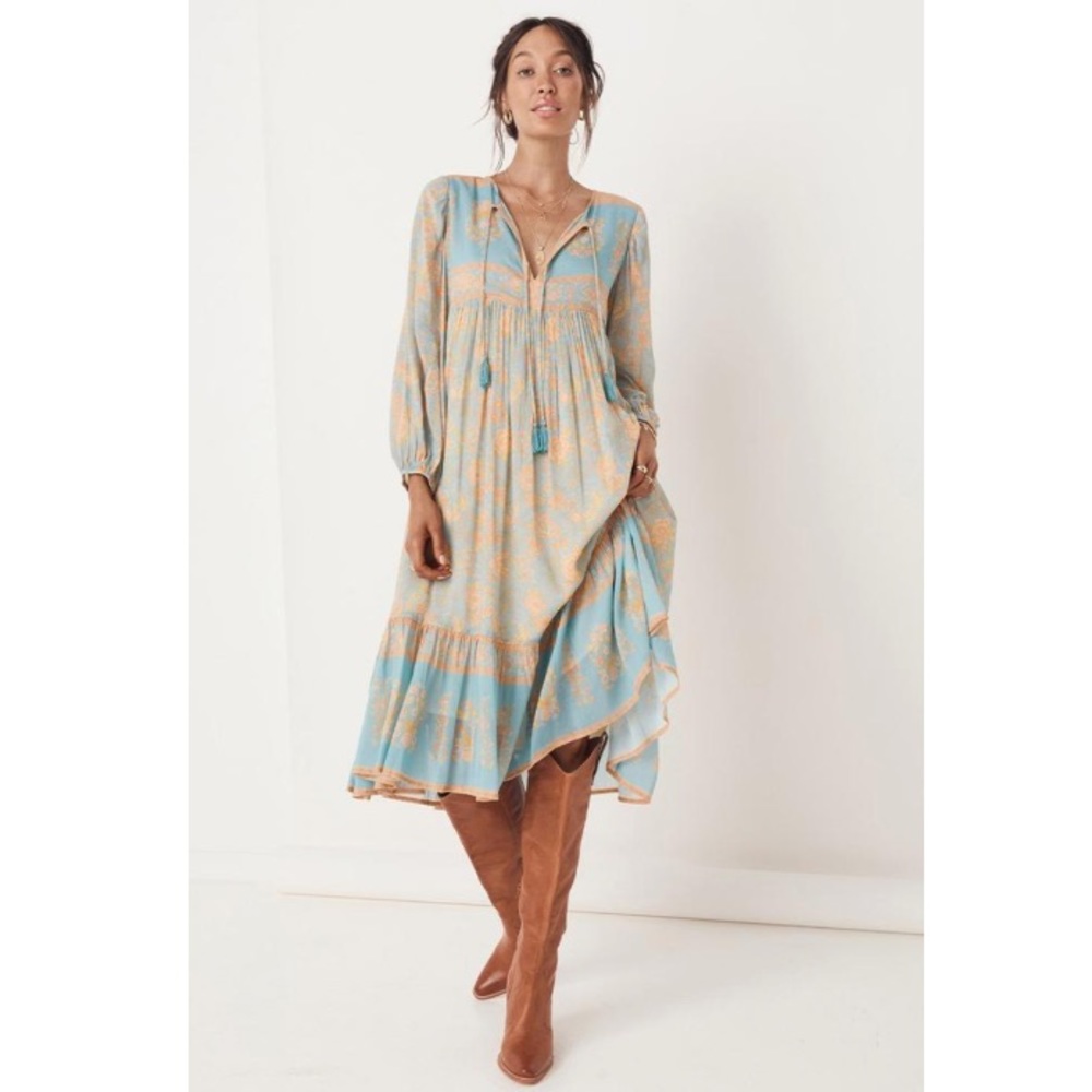 Spell and the Gypsy juniper boho chic midi dress blue S